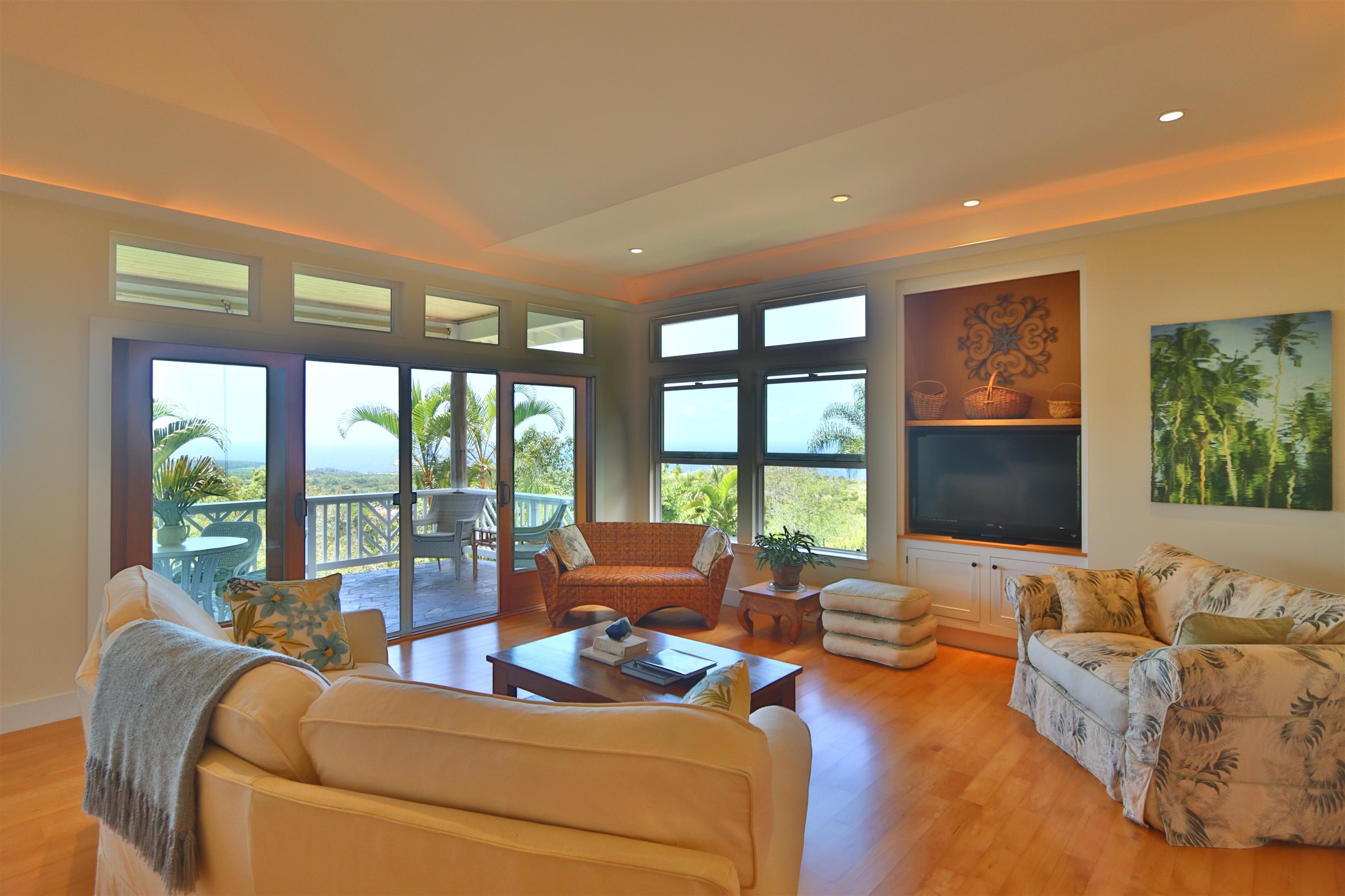 14 Lower Ulumalu Road Haiku, HI 96708 - Photo 20 of 50 a living room with furniture and large flat screen tv