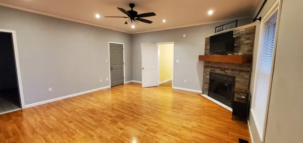a bathroom with a bathtub