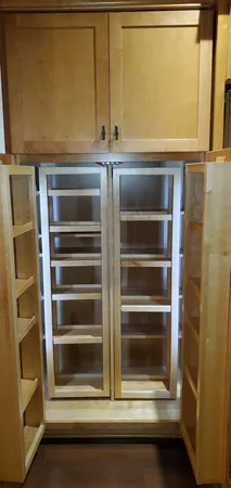 a view of an empty room with stairs