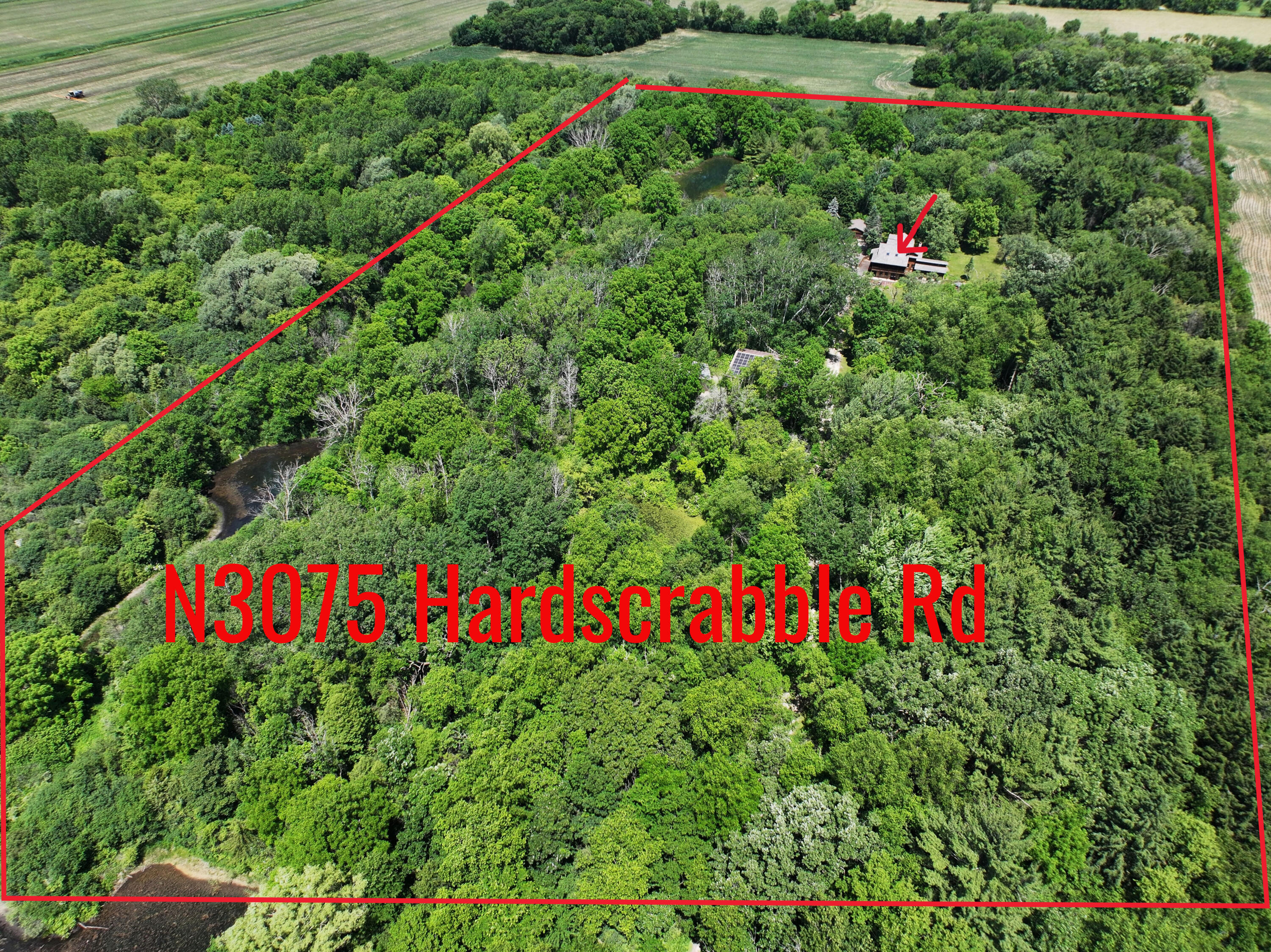 N3075 Hardscrabble Road Palmyra, WI 53156 - Photo 68 of 69 Drone View (with property lines)