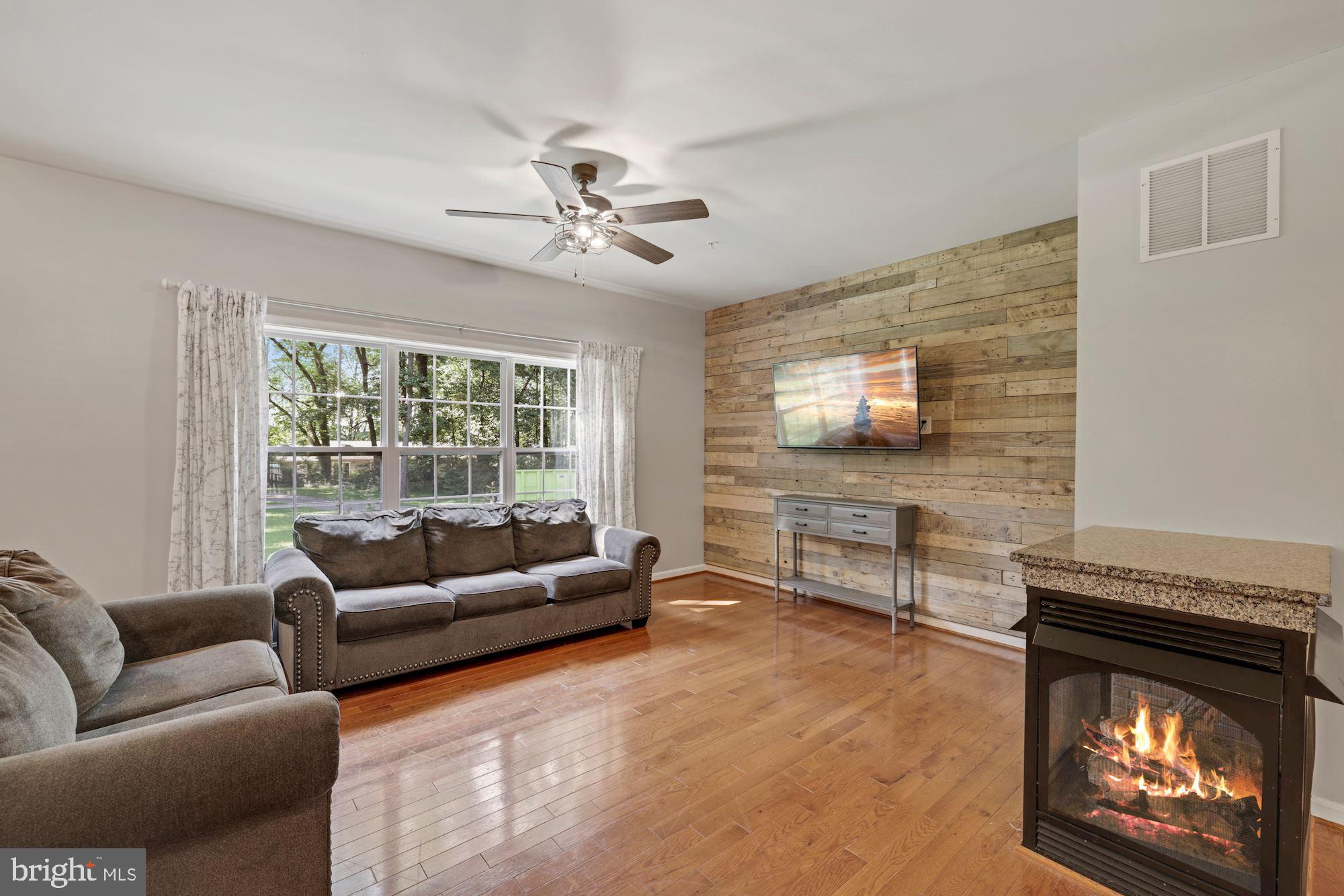 3155 Old Ridge Road Mount Airy, MD 21771 - Photo 4 of 50 Living Room with Custom Wood Wall, Gas Fireplace