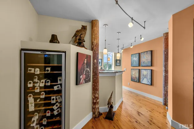 a view of a hallway with front door