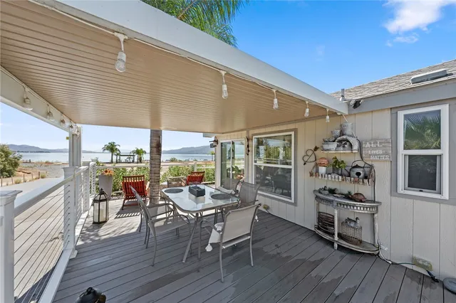 a view of a balcony with lake view