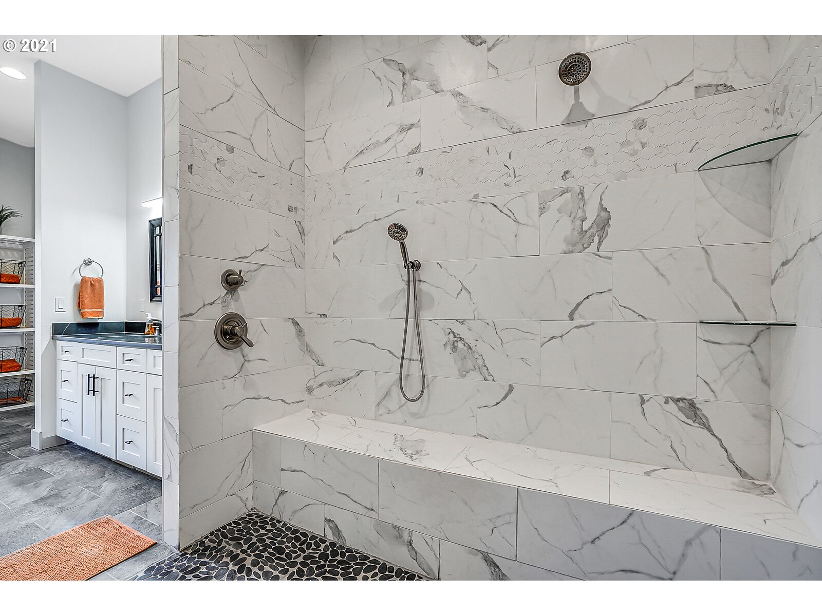 22280 Pittman Road Sheridan, OR 97378 - Photo 20 of 32 a bathroom with a granite countertop sink vanity granite and shower