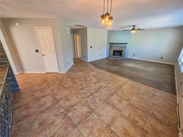 a view of a livingroom with a fireplace