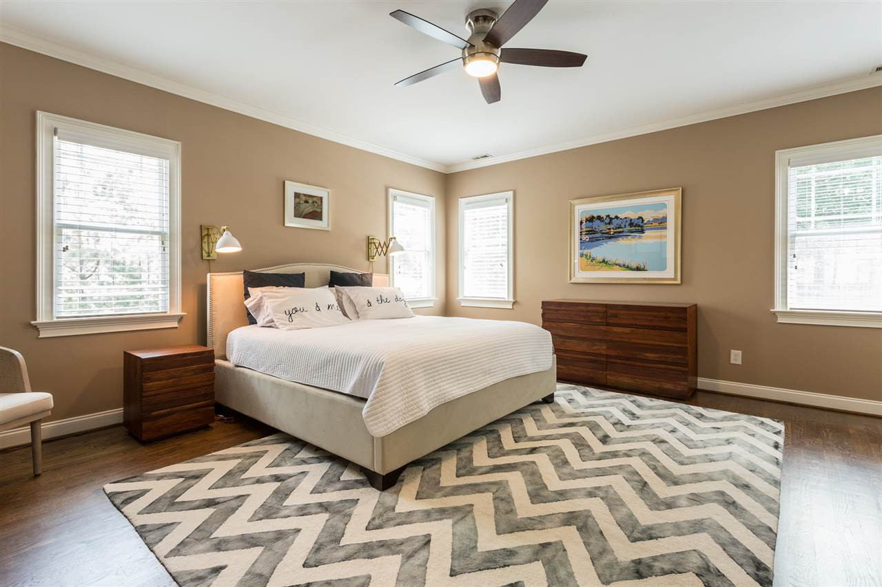 1716 Stannard Trail Raleigh, NC 27612 - Photo 14 of 30 Features of the master includes hardwood floors, crown molding, plantation blinds, ceiling fan, and a wonderful custom-designed walk-in closet. Master Retreat