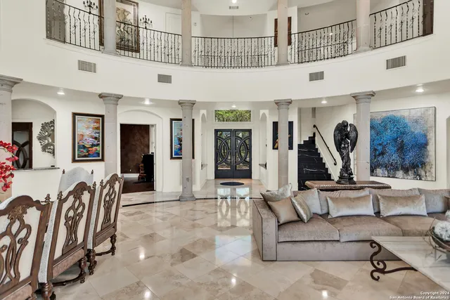 a living room with furniture