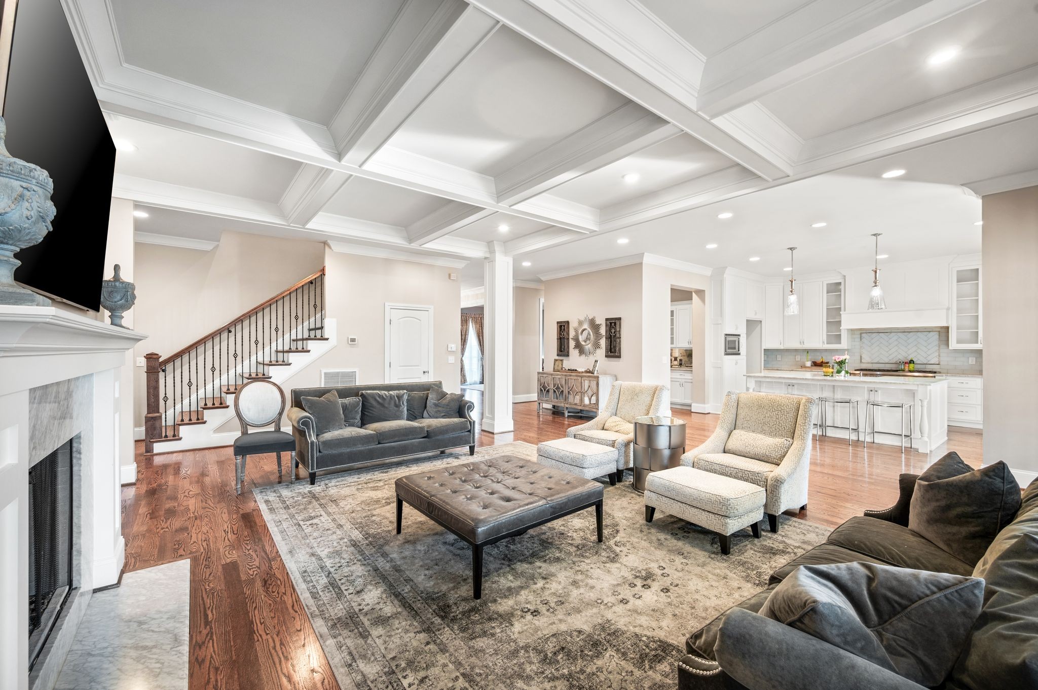 3509 Trimble Road Nashville, TN 37215 - Photo 22 of 80 a living room with furniture wooden floor and a fireplace