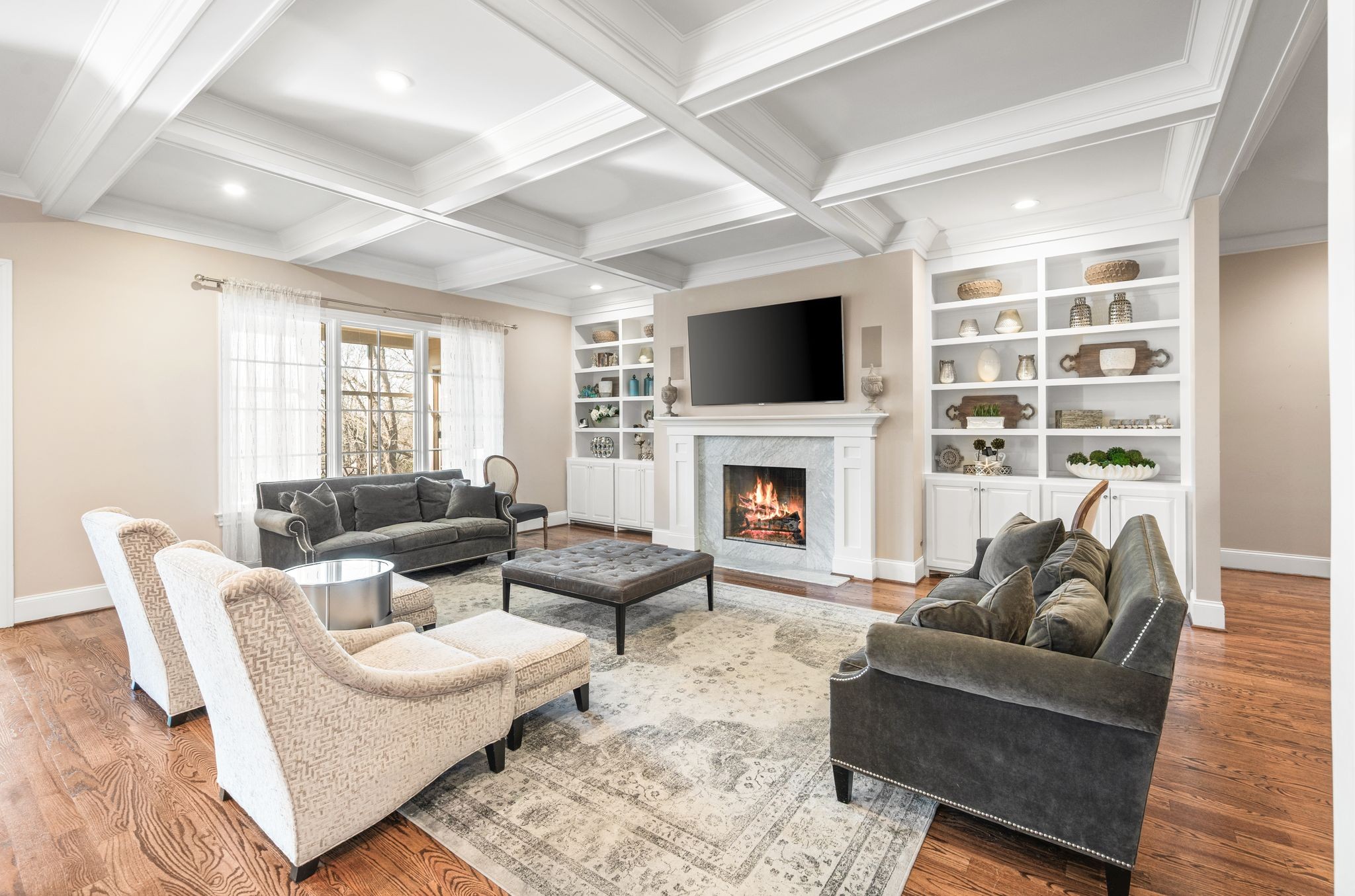 3509 Trimble Road Nashville, TN 37215 - Photo 23 of 80 a living room with furniture a fireplace and a flat screen tv