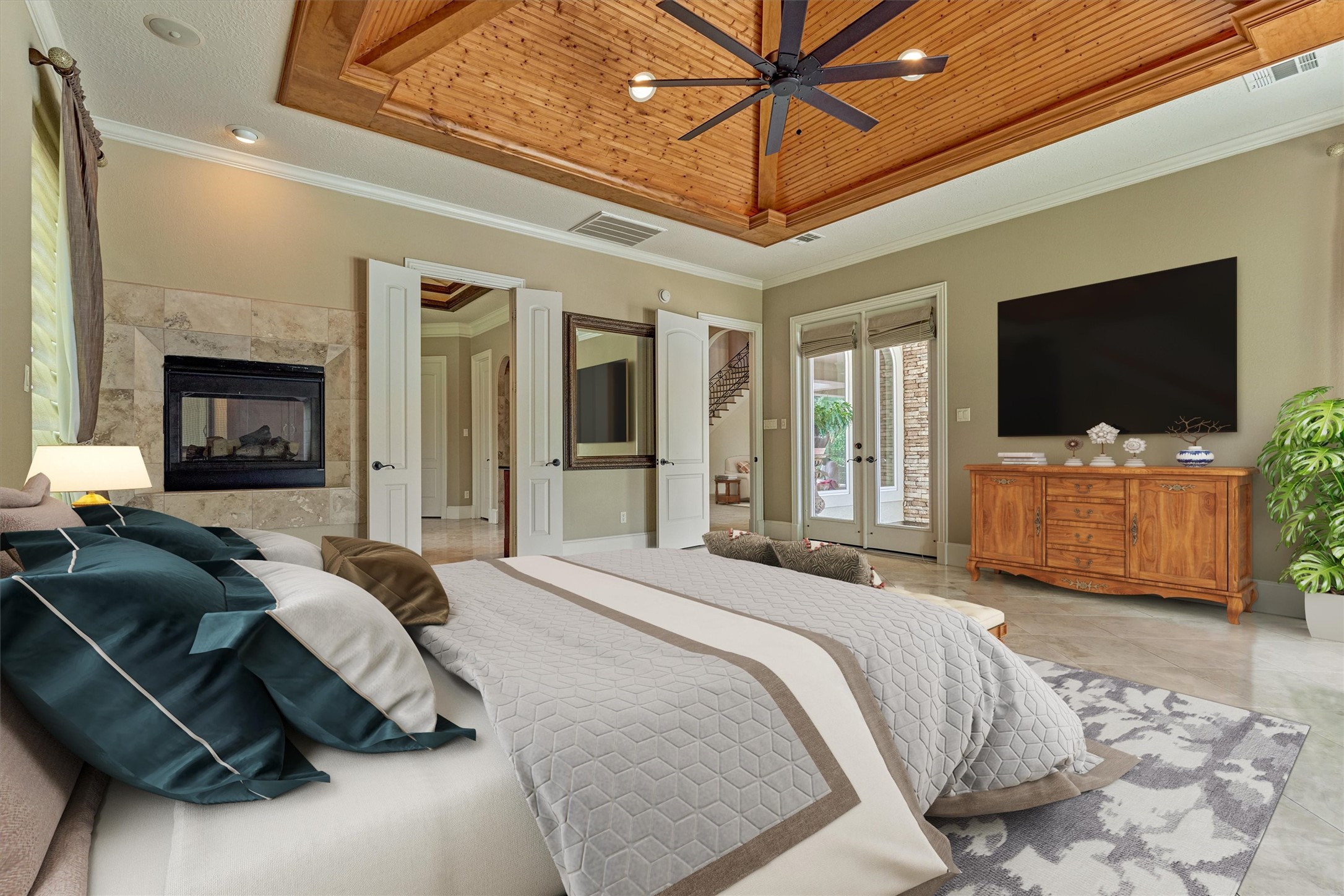 7806 Bent Green Lane Spring, TX 77389 - Photo 17 of 50 a bedroom with a bed and a flat screen tv