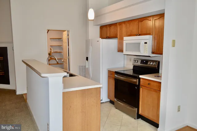 a kitchen with a sink and a refrigerator