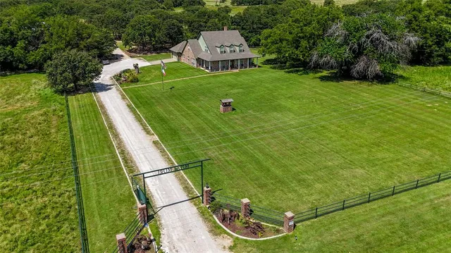 an aerial view of a house