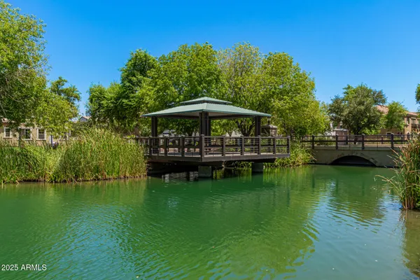 a view of a lake with houses