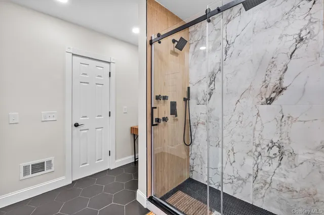 a bathroom with a shower