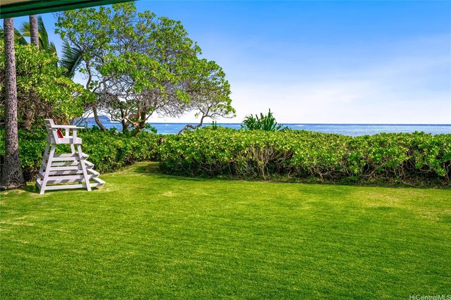 a view of a golf course with a garden