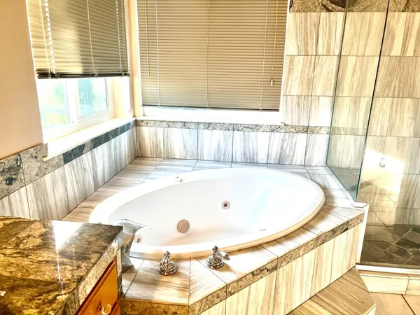 a view of a bathtub in a balcony