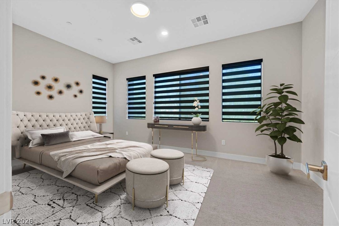 53 Garibaldi Way Henderson, NV 89011 - Photo 49 of 80 Bedroom featuring recessed lighting and light carpet virtually staged