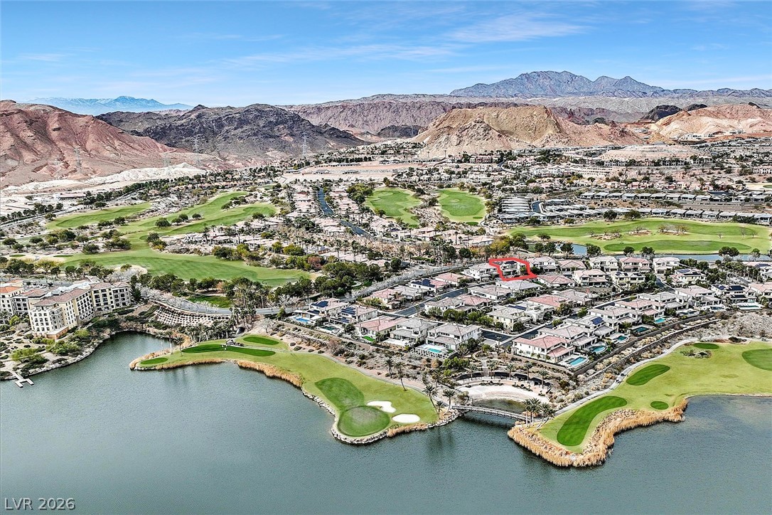 53 Garibaldi Way Henderson, NV 89011 - Photo 73 of 80 Bird's eye view of a Mountain backdrop and a golf club