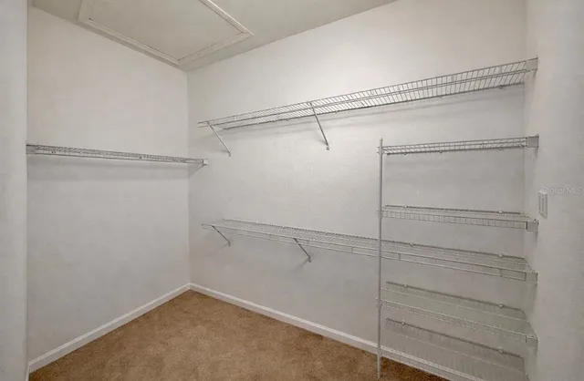 a view of an empty walk in closet