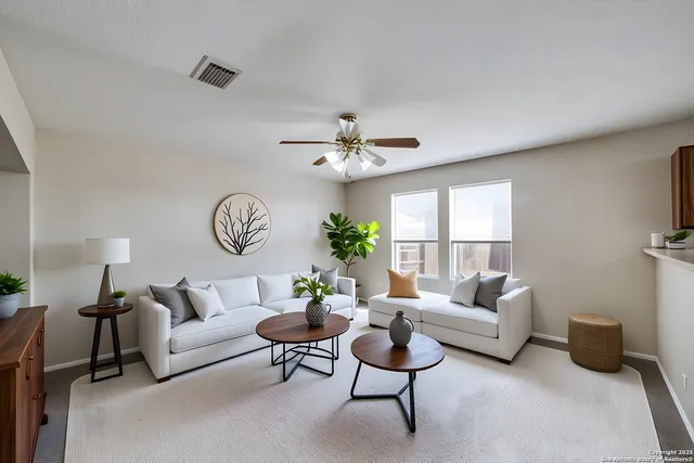 a living room with furniture