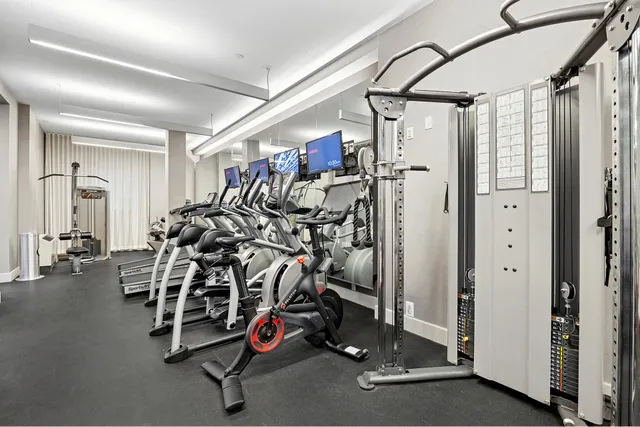a view of a room with gym equipment