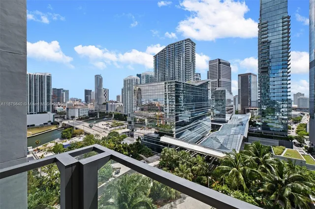a view of city from a balcony