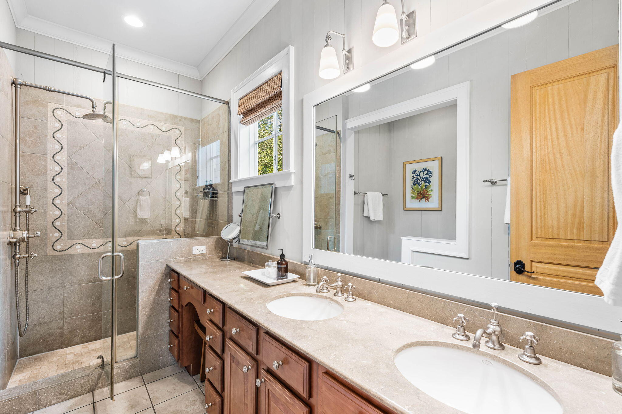 90 South Founders Lane Inlet Beach, FL 32461 - Photo 16 of 44 a bathroom with double vanity sinks and a mirror