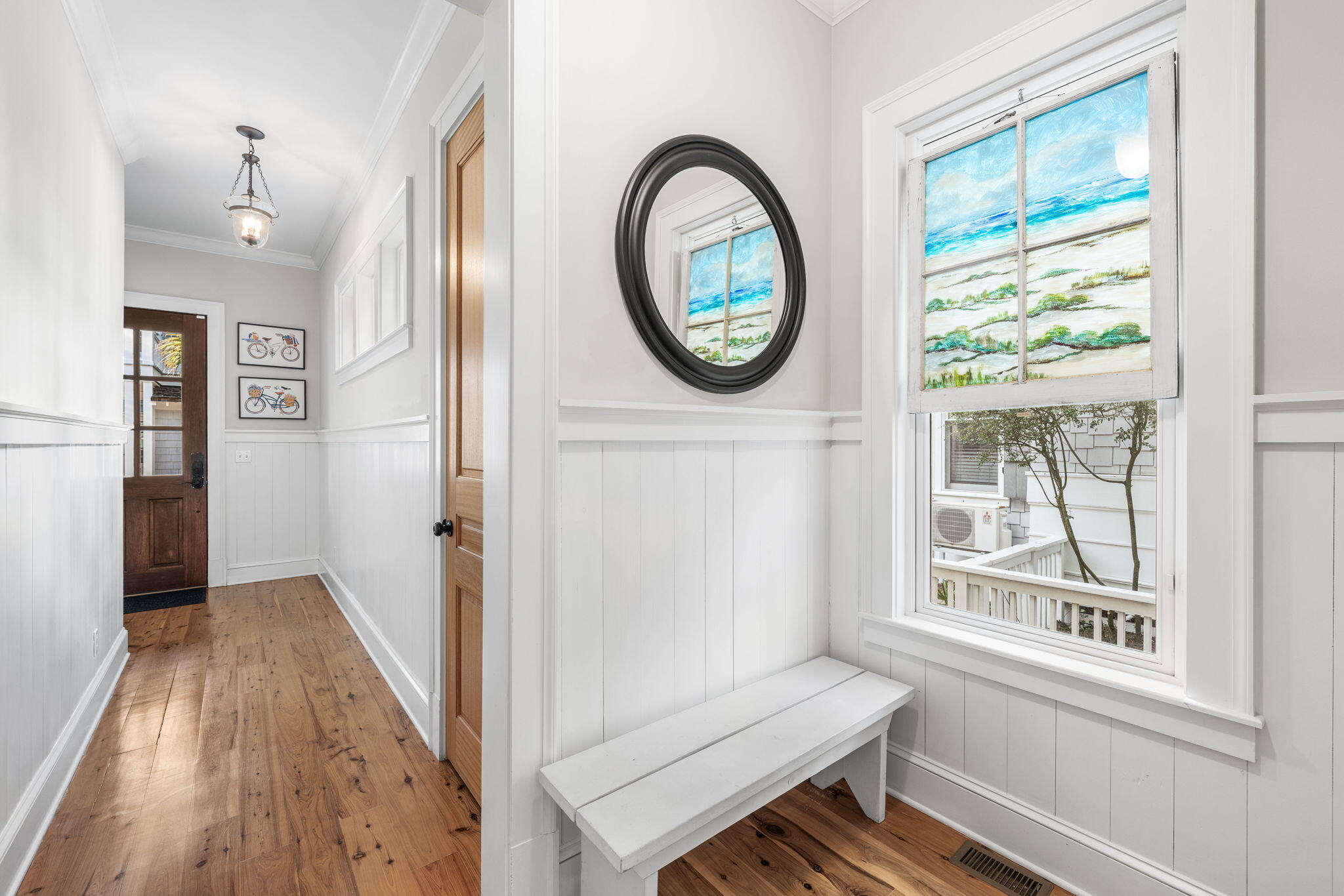 90 South Founders Lane Inlet Beach, FL 32461 - Photo 30 of 44 a view of a hallway with wooden floor and a window