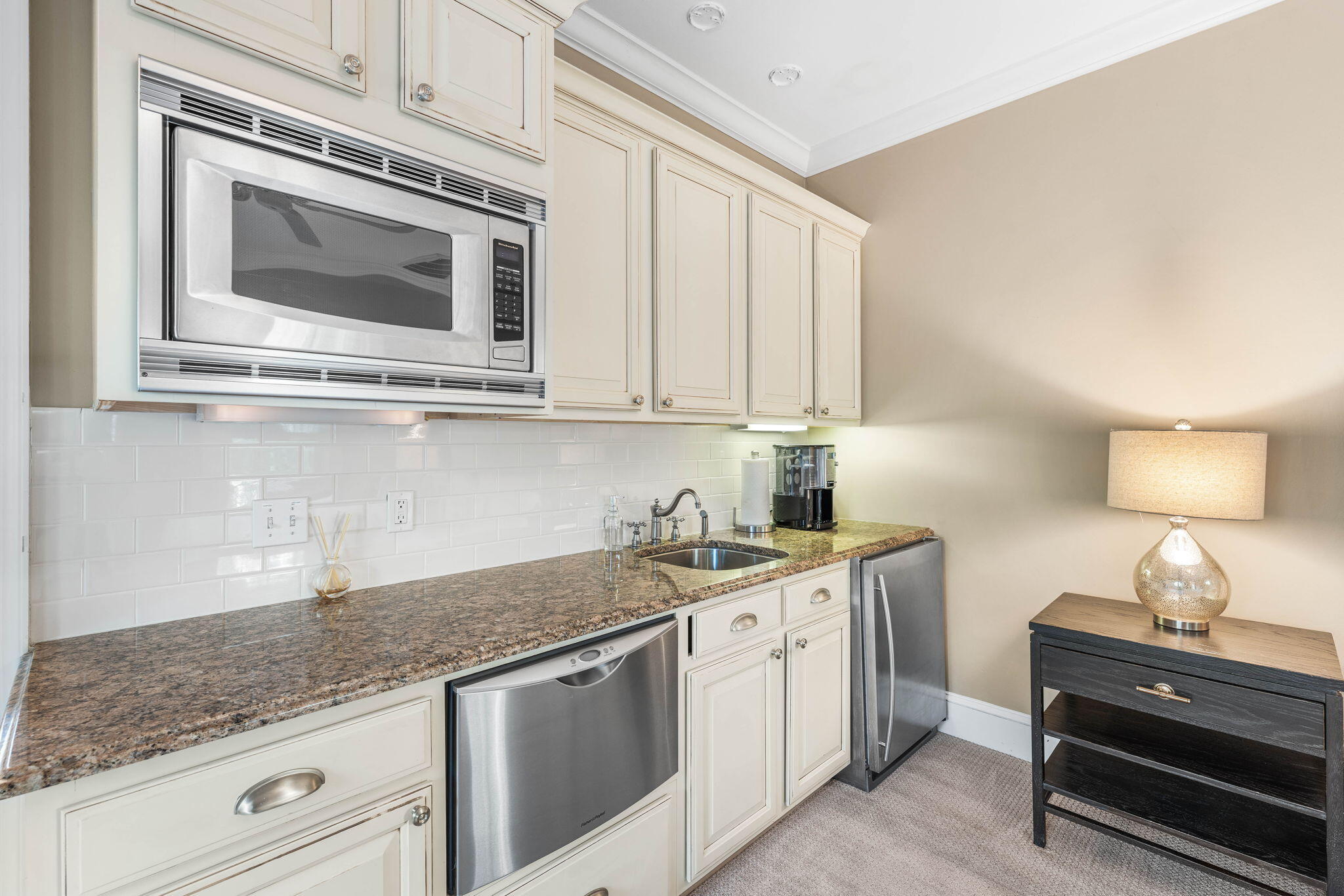 90 South Founders Lane Inlet Beach, FL 32461 - Photo 34 of 44 a kitchen with stainless steel appliances granite countertop white cabinets and a stove