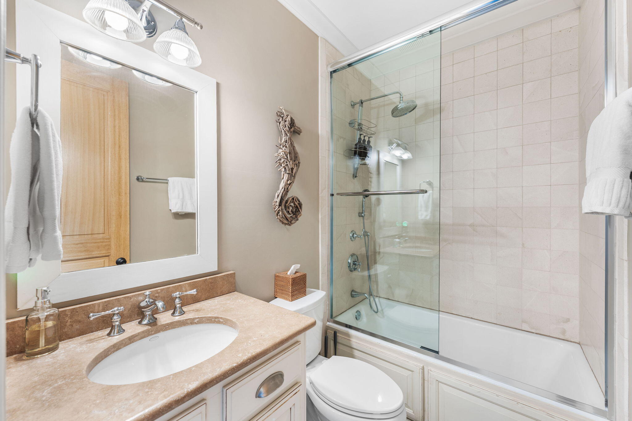 90 South Founders Lane Inlet Beach, FL 32461 - Photo 35 of 44 a bathroom with a granite countertop sink toilet and shower