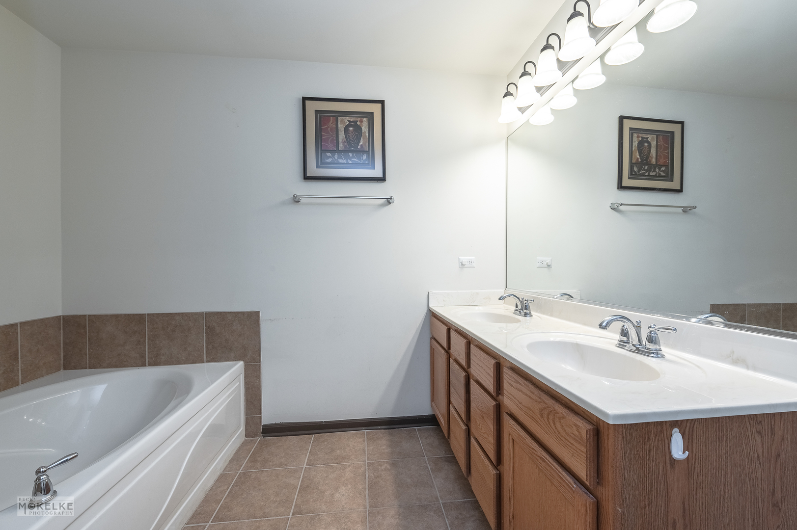 286 Wolverine Drive Oswego, IL 60543 - Photo 14 of 23 a bathroom with a sink a large mirror and a bathtub