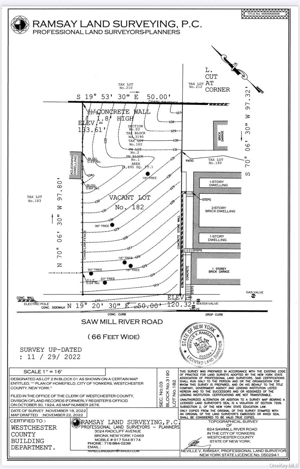 824 Saw Mill River Road Yonkers, NY 10710 - Photo 2 of 6 Survey map / technical document