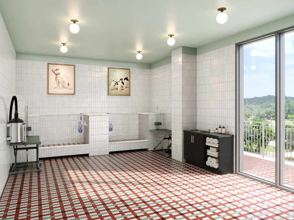 300 Pressler Street, Unit 216 Austin, TX 78703 - Photo 7 of 18 Pet spa with indoor wash and grooming stations, towel storage, and direct access to the outdoor pet area. Designed as a comfortable, social space where residents can enjoy time with their pets and friends.