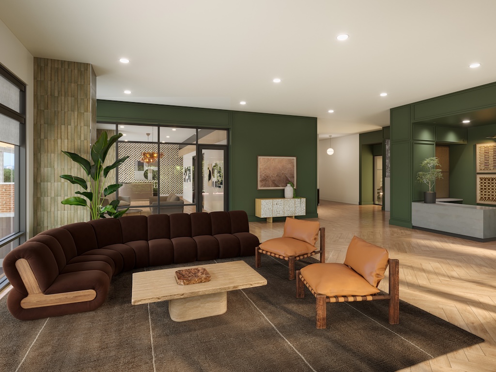 300 Pressler Street, Unit 216 Austin, TX 78703 - Photo 8 of 18 Ground-level resident lobby with 24-hour concierge, work-friendly spaces, and a welcoming atmosphere. Designed to create a comfortable transition between home, amenities, and outdoor spaces.