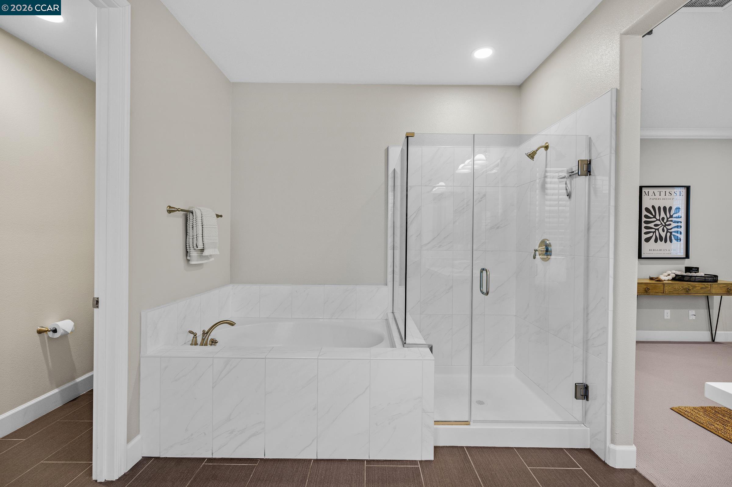 111 Elworthy Ranch Drive Danville, CA 94526 - Photo 32 of 43 a bathroom with a bathtub and a shower