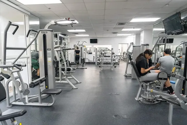 a view of a room with gym equipment