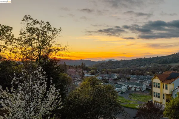 a front view of house with yard and trees in the background