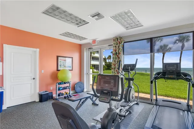 a view of a room with gym equipment