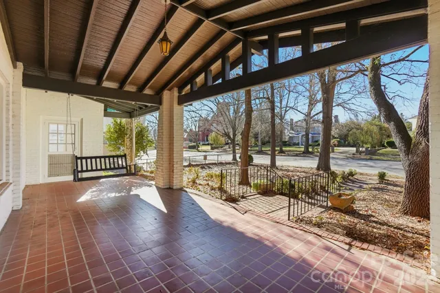 a view of steet with deck