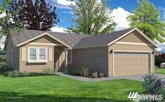 a view of a house with a yard potted plants and large tree