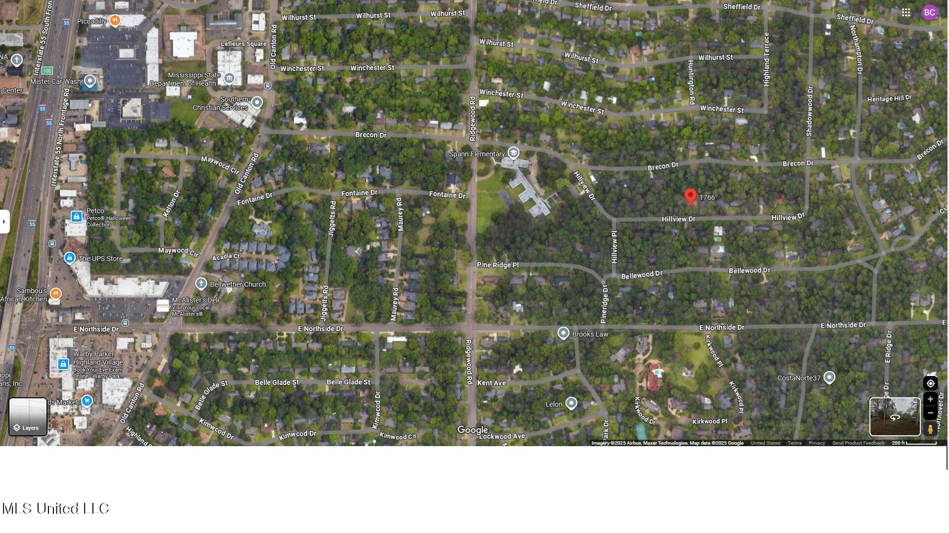 1766 Hillview Drive Jackson, MS 39211 - Photo 3 of 5 google aerial