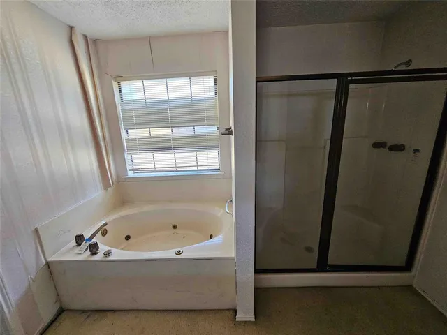 a bathroom with a bathtub