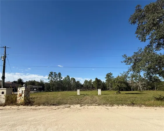 a view of a yard with an trees