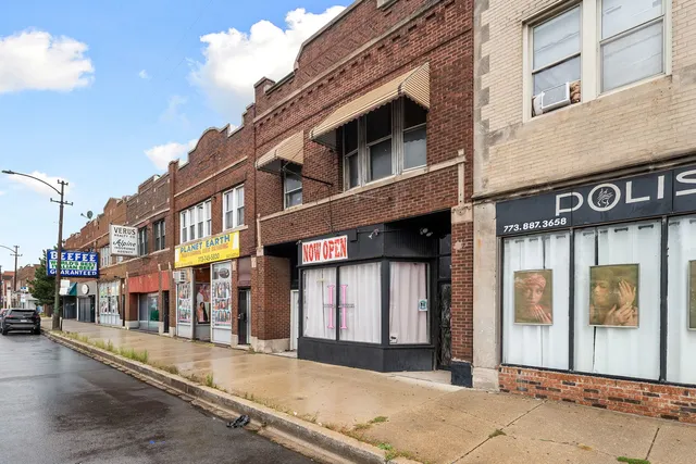 a front view of a multi story building