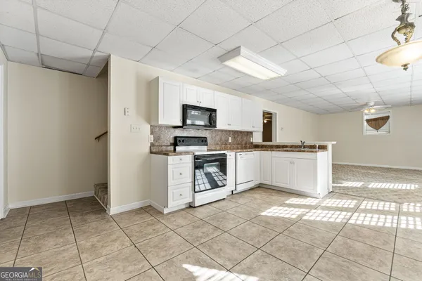 a view of a room with racks on the wall