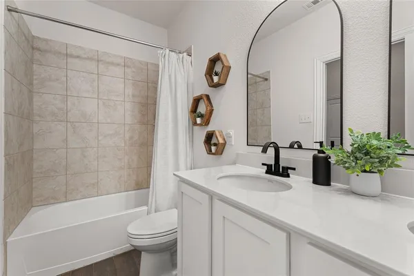 a bathroom with a sink a toilet and a shower