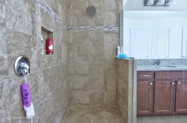 a bathroom with a shower
