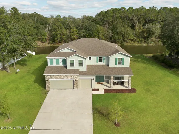 an aerial view of a house