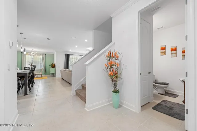 a view of entryway with livingroom and furniture