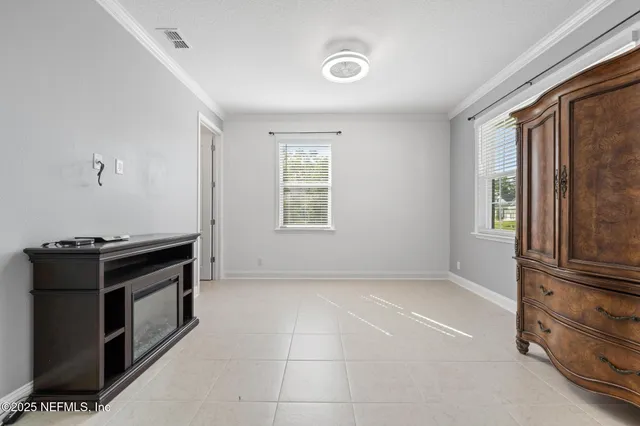 an empty room with windows